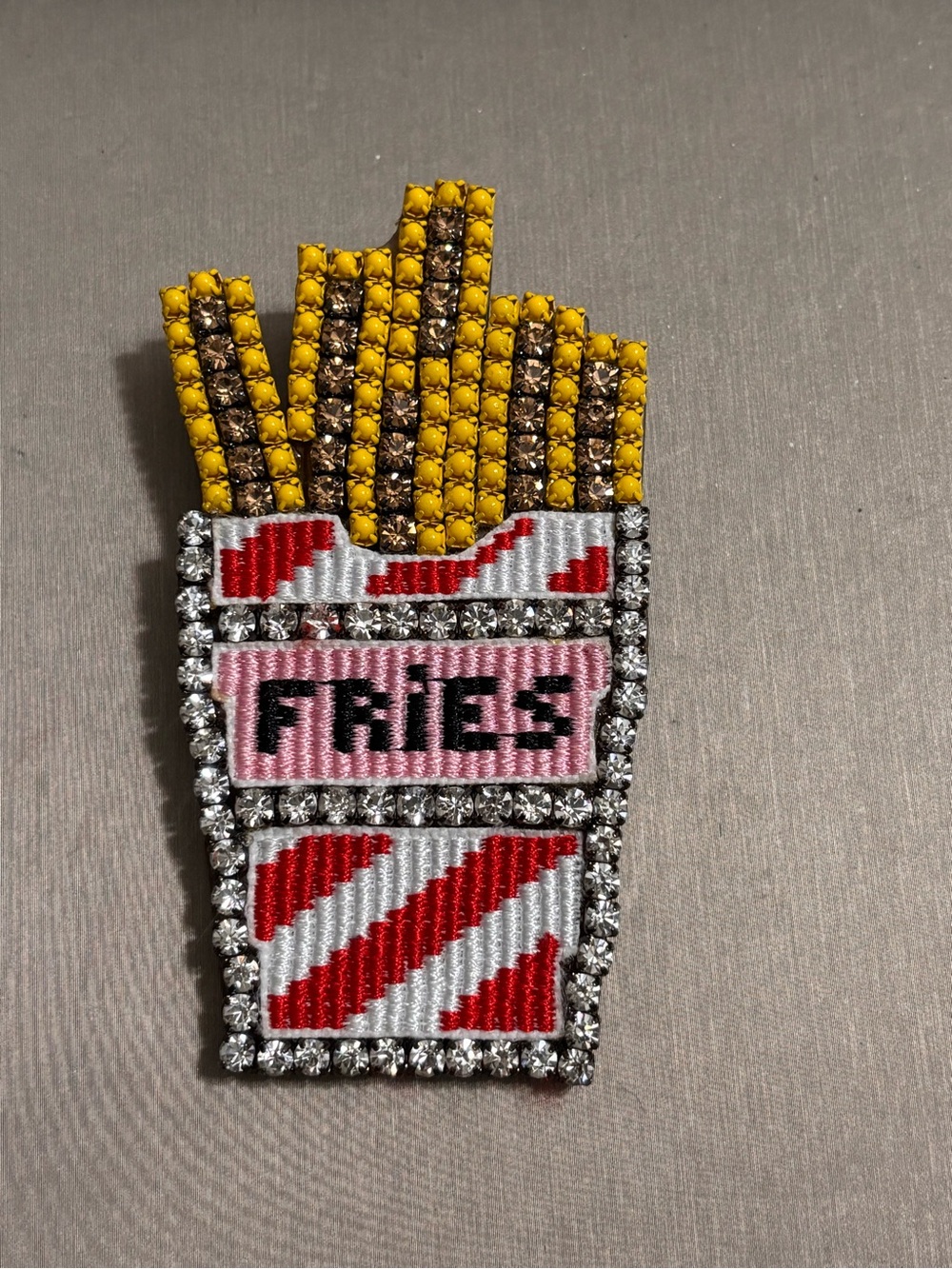 Embellished Fries Patch Pin - Yellow, Pink, Red - Picture 2 of 5